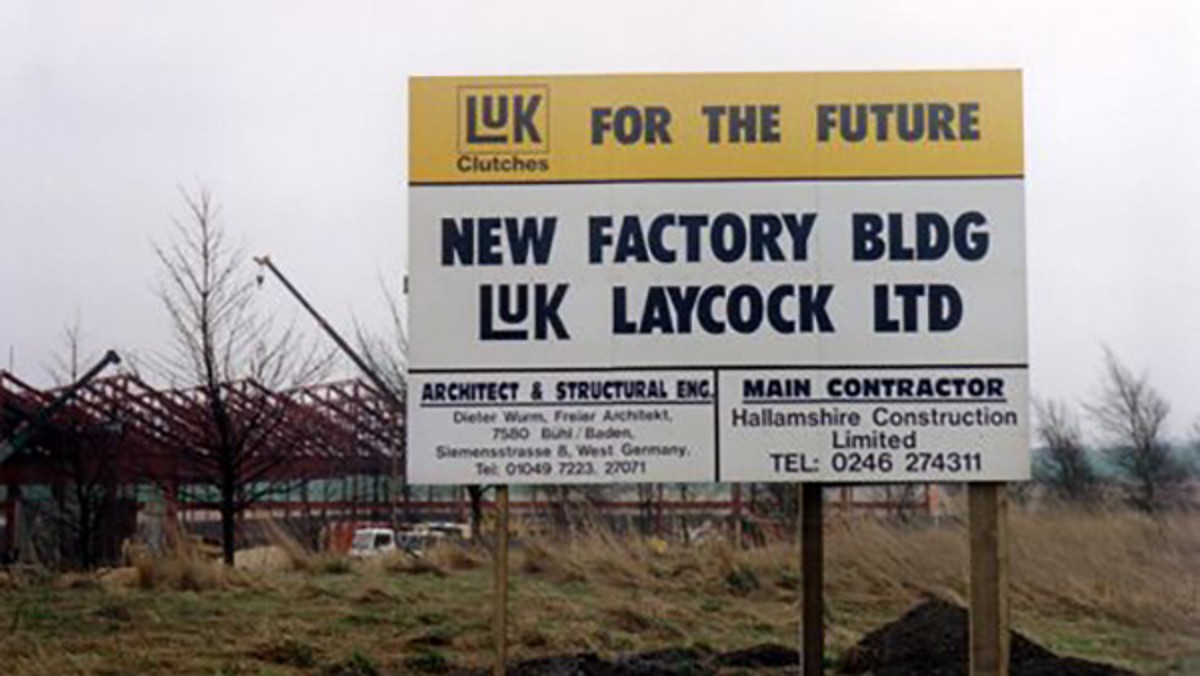 LuK GmbH acquires Laycock Engineering Limited and starts planning a purpose built factory in South Yorkshire.