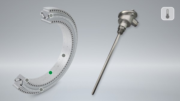 The bearing temperature has a large influence on the preload in the bearing and therefore its operating life. An increase in the operating temperature can be an indication of incipient damage or possible ring displacement. 