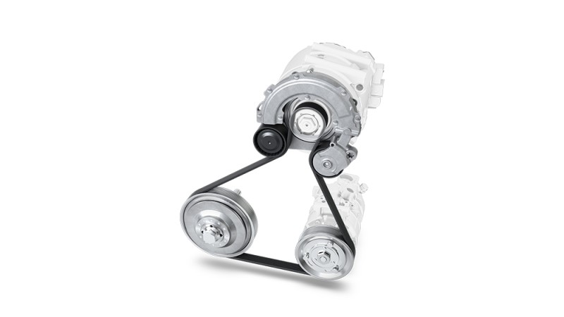 Accessory drive system for P0-hybrids with crankshaft decoupling and tensioning system