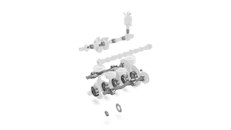 Balancing shaft with rolling bearings