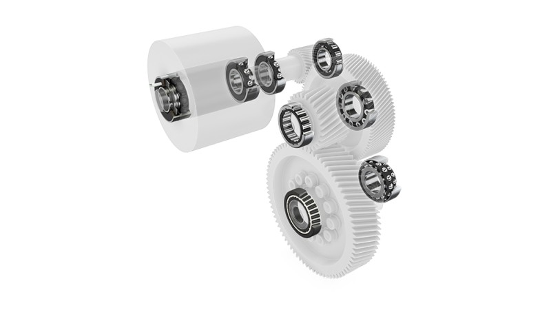 Bearing positions in an electric axle