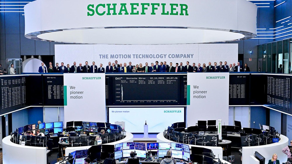 Initial listing of the new Schaeffler shares following the merger with Vitesco on October 2, 2024. (Photo: Martin Joppen)
